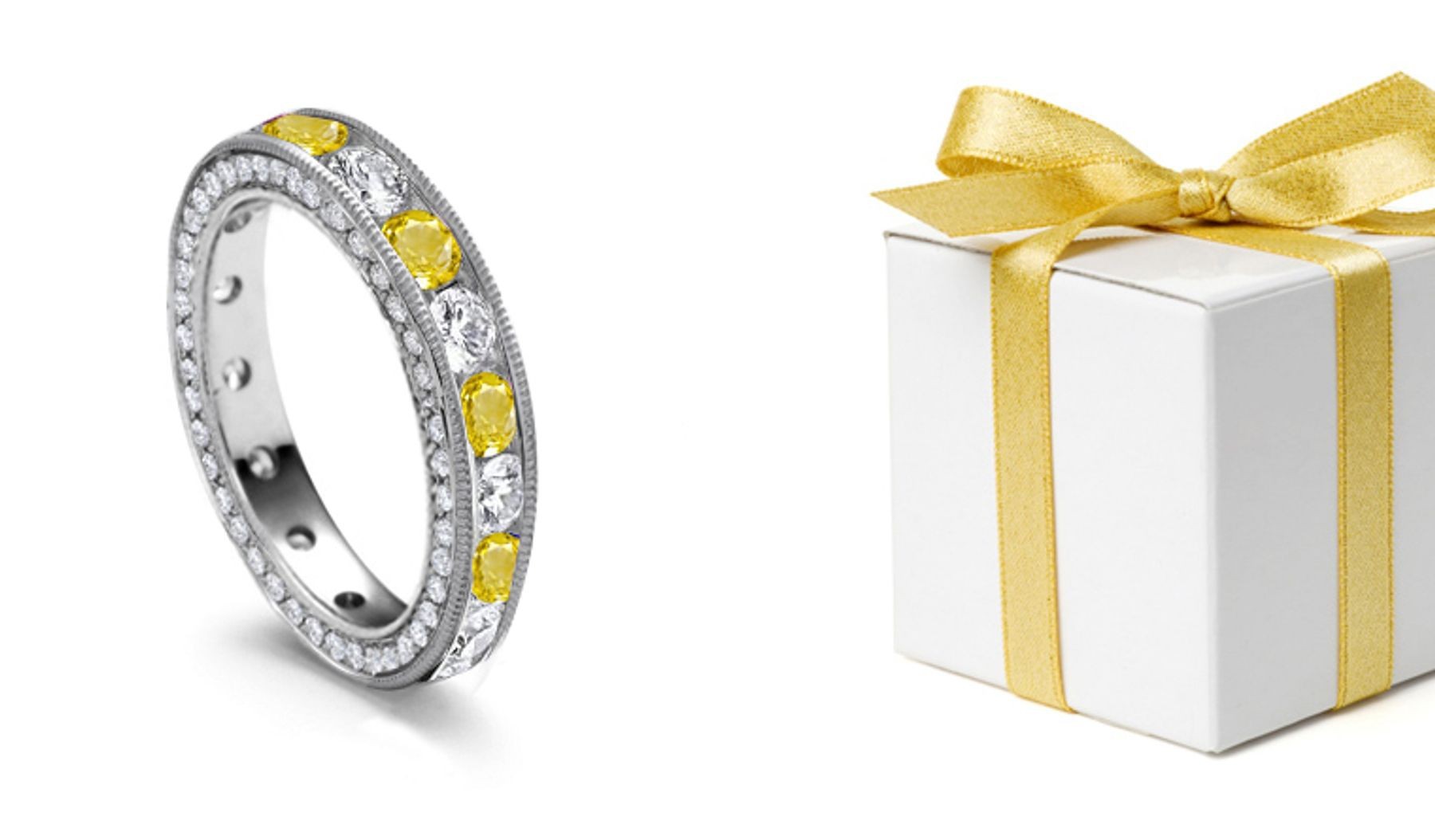 Yellow Sapphire & Diamond Eternity Bands