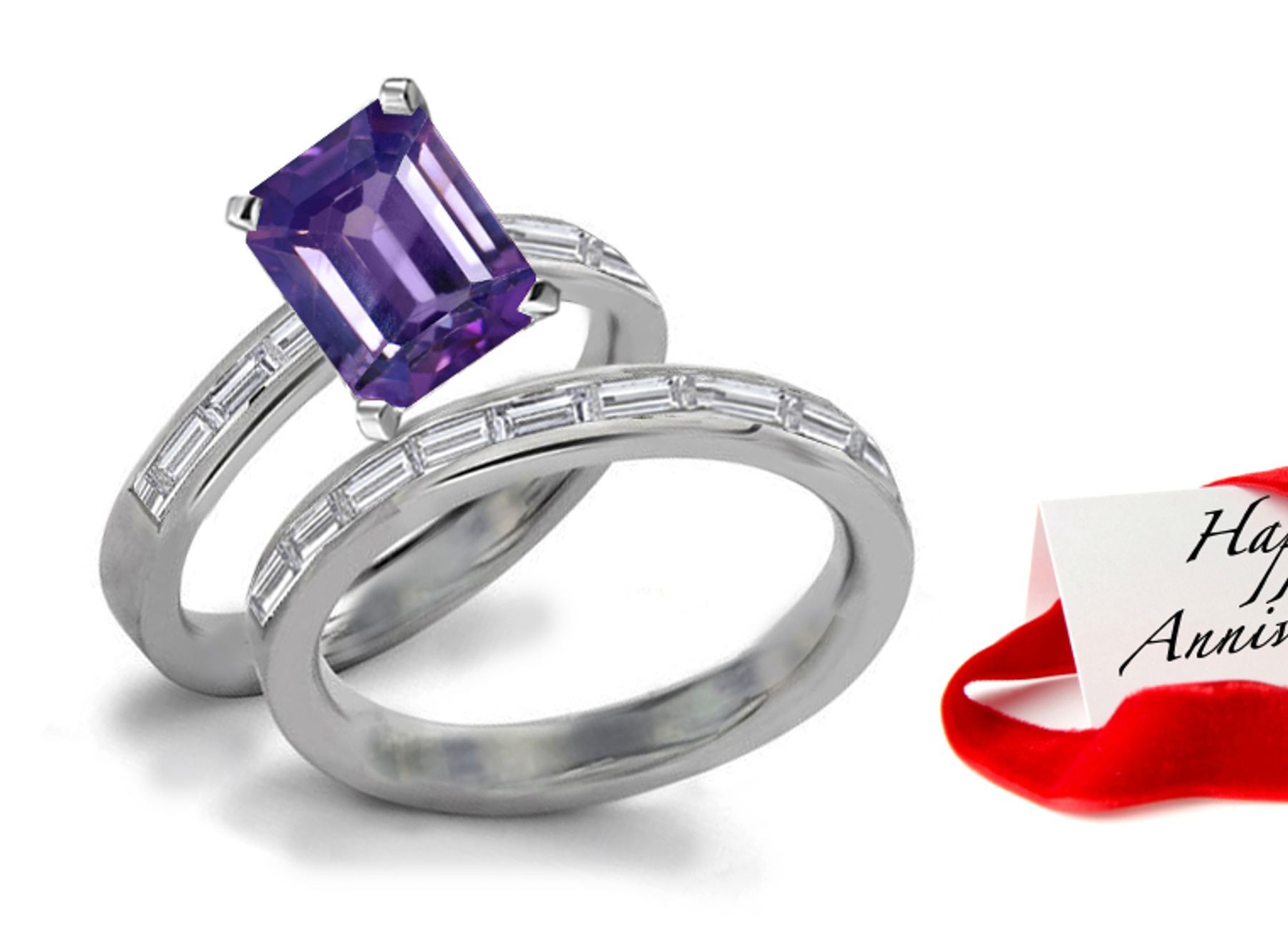 Must Have: Brilliant Intense Purple Sapphire & Sparkling Diamond Engagement & Wedding Bands