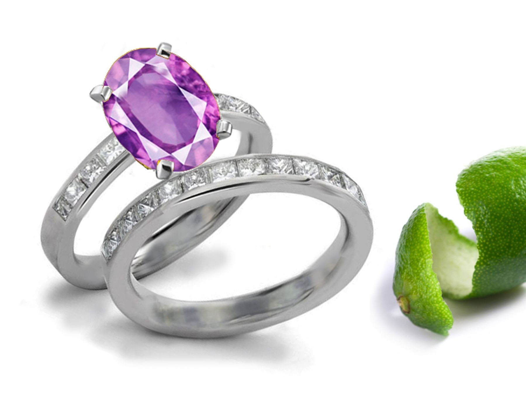 Craftsmanship: Pure & Bright Purple Sapphire & Diamond Engagement & Wedding Bands