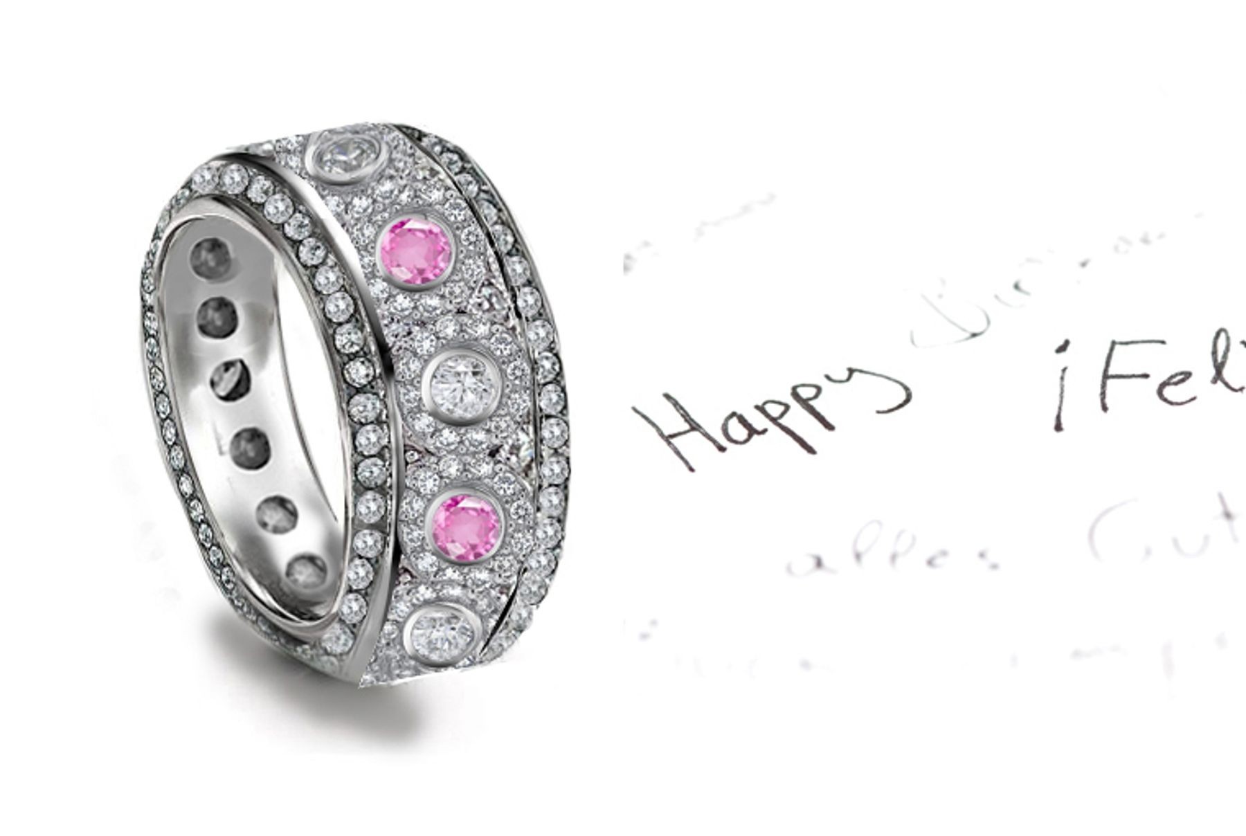 Love Romance: Sparkling Glittering Sapphire Diamond Eternity Band