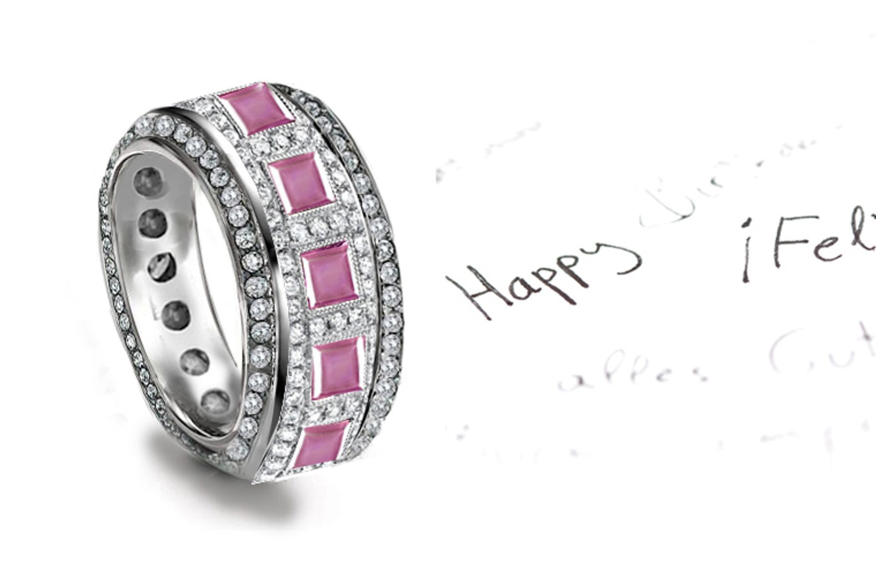 Anniversary: Pink Sapphire Diamond Band