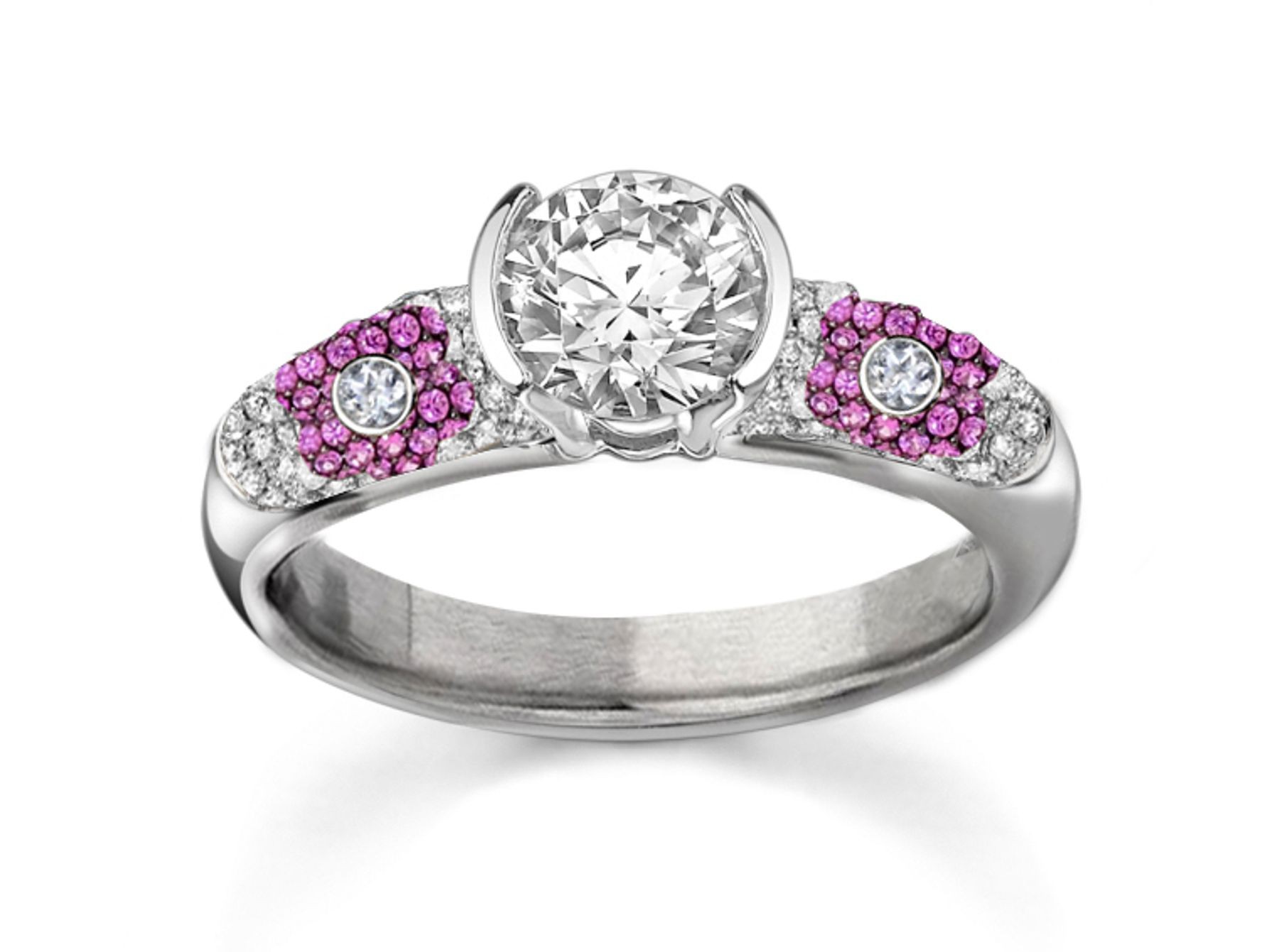 Architect: Brand Name Designer Pink Sapphire & Diamond Micro Pave Ring