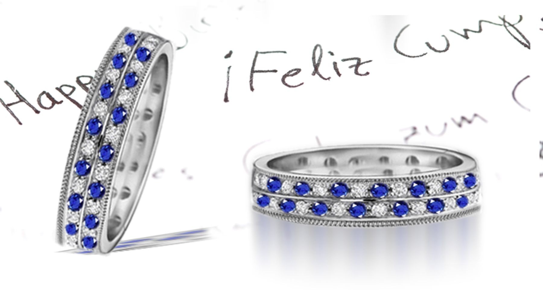 New Sapphire & Diamond Eternity Gemstone Wedding Band