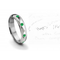 Tiffany Style Burnish Set Round Emerald Eternity Gold Ring